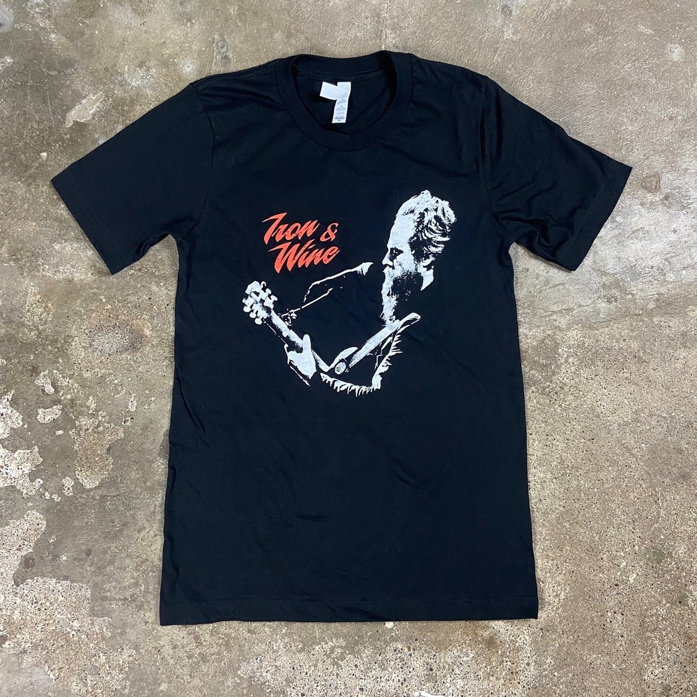 Iron & Wine Band T-Shirt Size XS Black Short Sleeve Indie Folk Music Graphic